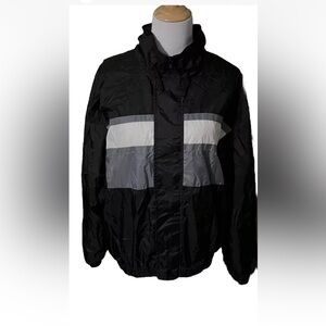 MacGregor Golf Windbreaker Jacket, Black/Gray/White, 100% Nylon, Men’s Sz Large